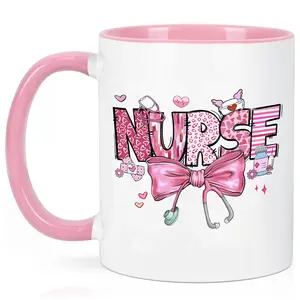Coquette Bow Nurse Mug,  Cupids Favorite Nurse Gift, Nursing Coffee Cup, Valentine Nurse Mugs, Gift For Doctor Ceramic Coffee 11Oz 15Oz Mug