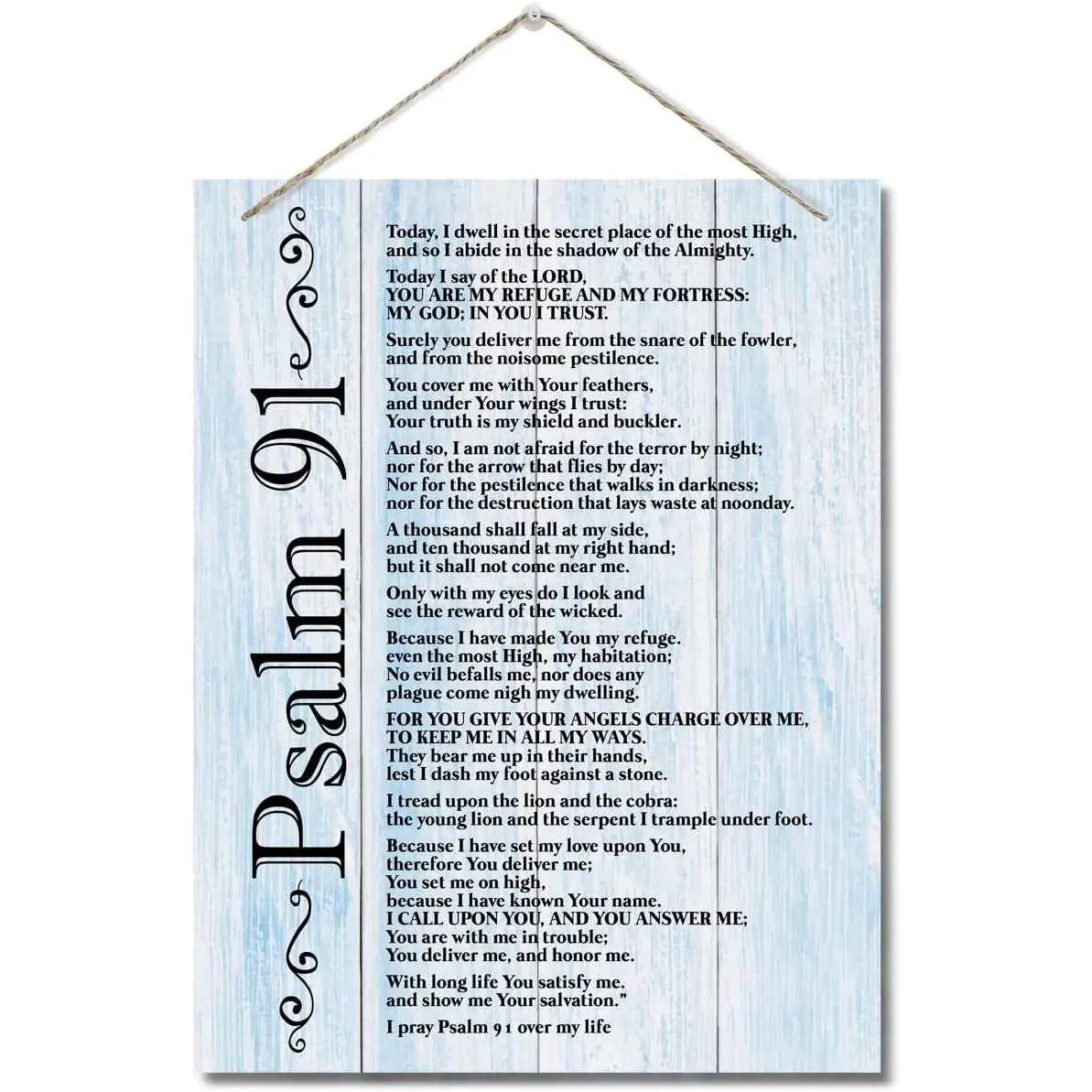 Inspirational  Art Signs, Psalms 91 Wall Sign, Hanging Printed Wall Plaque  Signs,  Verse Print, Christian Scripture for The Home or Office Decor, Christian Wall Decor 10 X 7.8 inch
