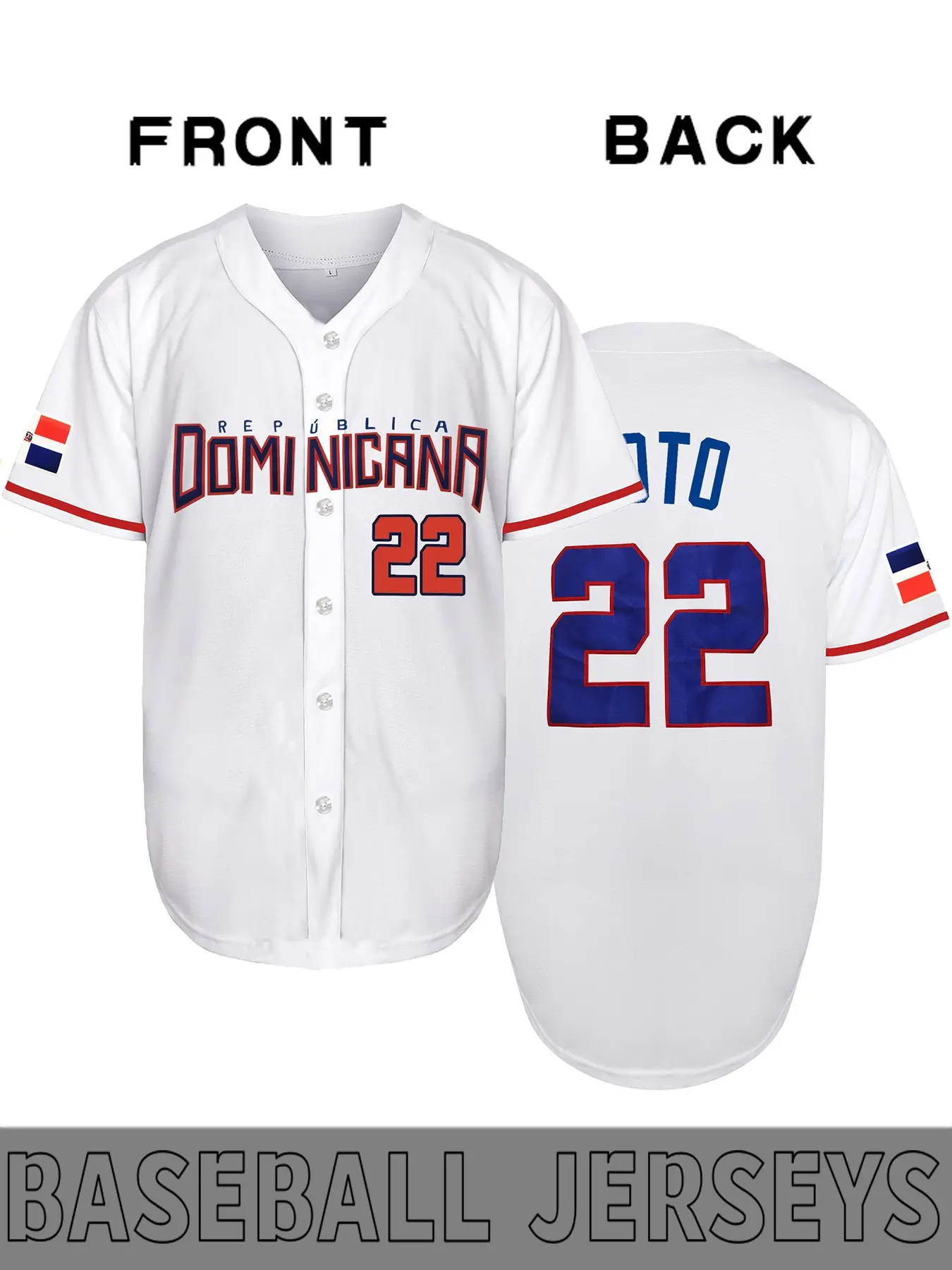 Dominicana #22 Vintage Baseball Shirt Sport Jersey, Loose Fit Embroidered Button-Up, Casual Short Sleeve Sports Tops for All Seasons, Sports & Daily Wear