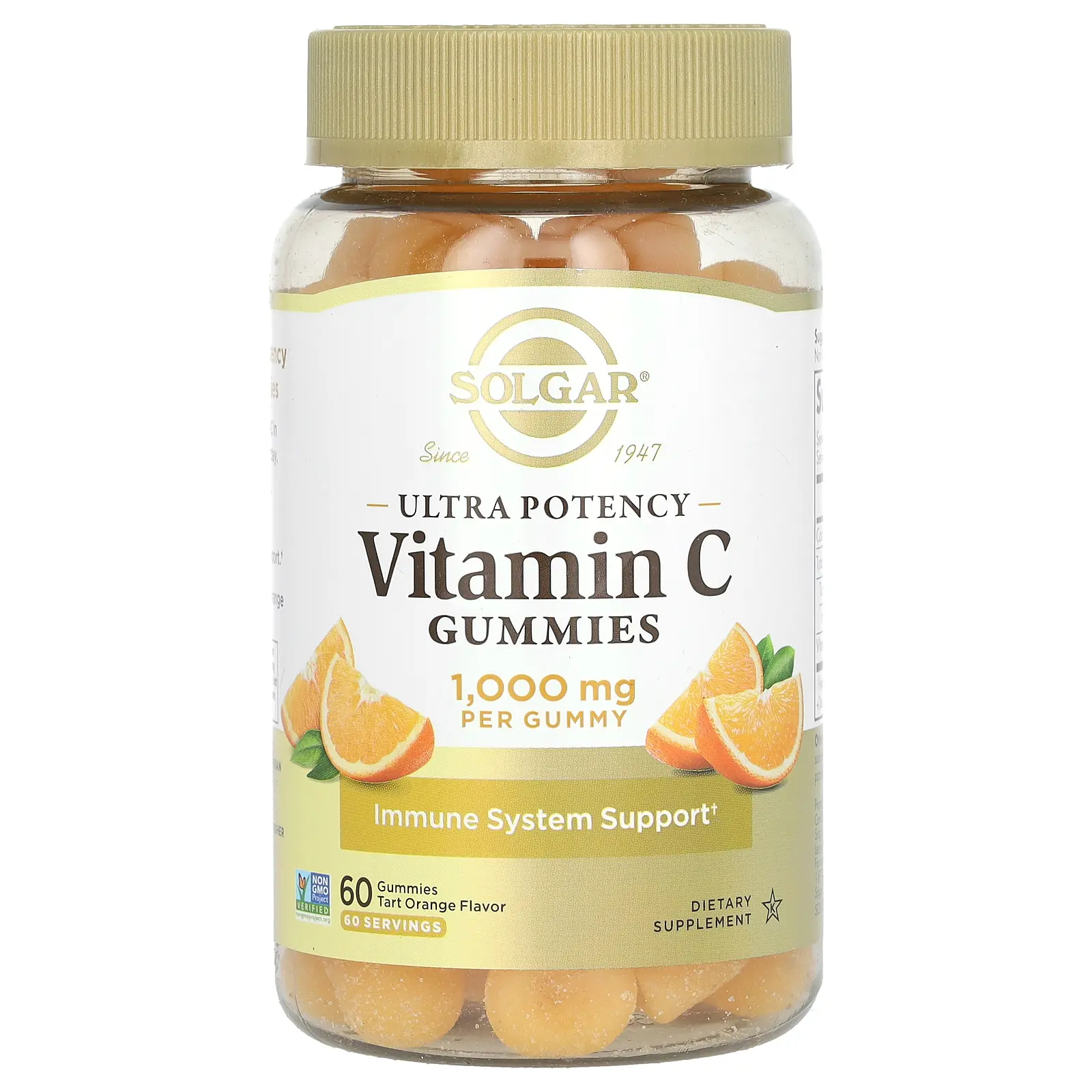 Solgar Ultra Potency Vitamin C Gummies, Tart Orange, 1,000 mg, 60 Gummies