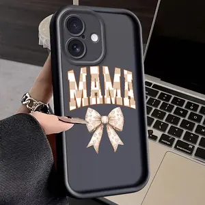 For iPhone 16 15 14 13 12 11 Pro Plus Promax anti-fall shockproof phone case camera protection phone cover brown bow MAMA