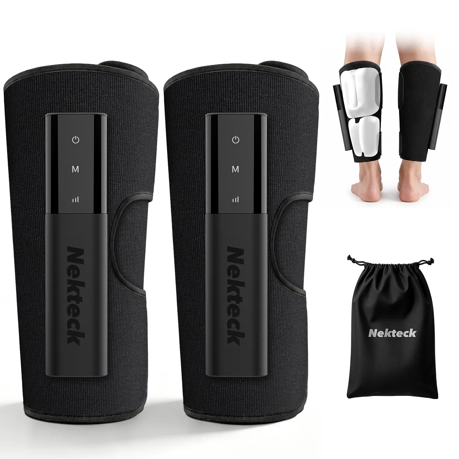 Nekteck Leg Massager with Heat & Air Compression, Calf Massager for Circulation & Muscle Relaxation, 3 Modes & 3 Intensities, Adjustable Leg Compression Massager for Home, Gifts for Parents (Pair)
