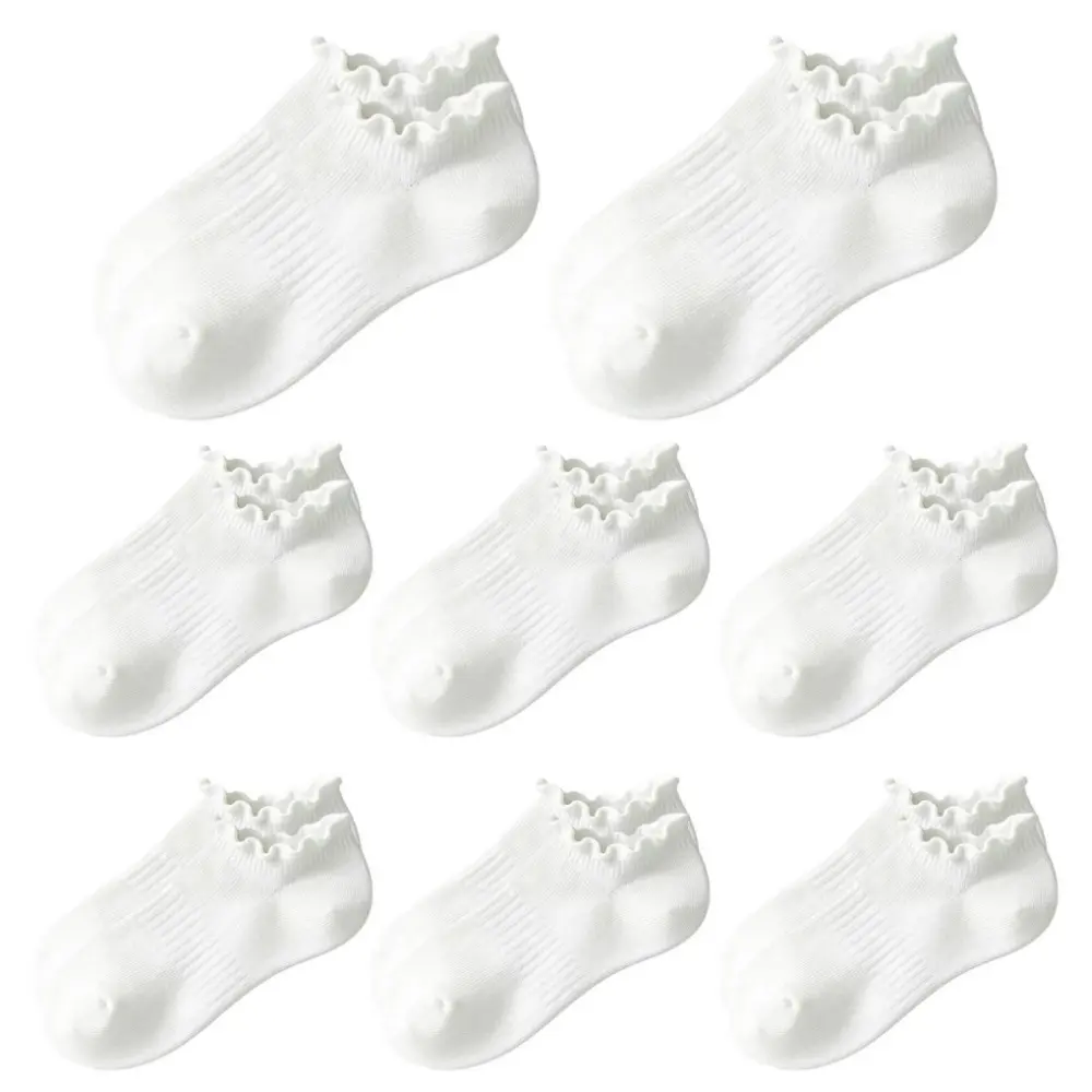 Women's Ruffled Ankle Socks - 8 Pairs Cute Frilly Cotton Knit Crew Options for Women & Girls, Casual Wear