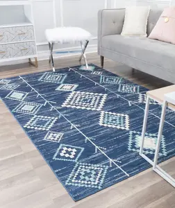 212 MAIN CosmoLiving RA30446 8 ft 9 in x 12 ft Soleil BR15G Native Blues Tribal Moroccan Blue Bohemian Area Rug