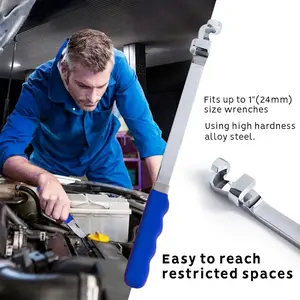 15 Inch Extra Long Wrench Extension Tool, Carbon Steel Torque Adapter, Adjustable Spanner for Mechanics, DIY & Garage Work
