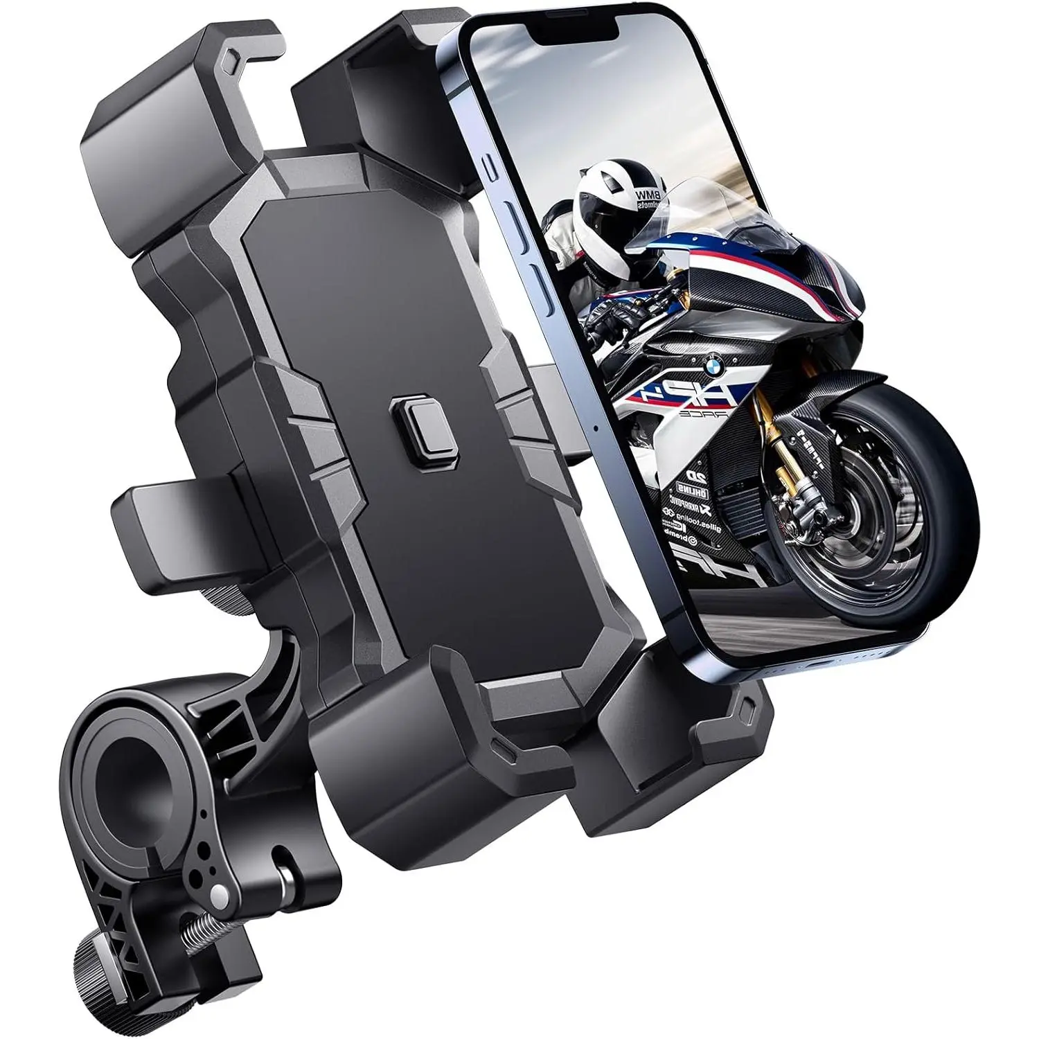 Bike Phone Holder Handlebar,Motorcycle Phone Mount,ATV Cell Phone Clamp,Scooter Phone Clip for iPhone 15 Pro Max14 13 12plus, Samsung S24Ultra S23 and More 4.7" to 7.0" inch Phone