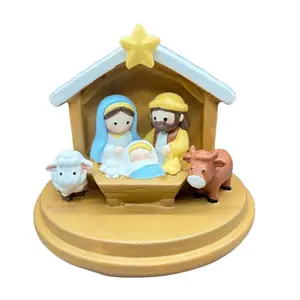 10.5*8.5cm Tabletop Christmas Decorations, Resin Jesus Birth Scene, Unique Home Gifts, Festive Holiday Ornaments, Durable Indoor Decoration