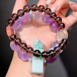 065 Obsidian Jadeite Amethyst bracelet 2025 energy feng shui fashion jewelry beads bracelet magnetic bracelet gift