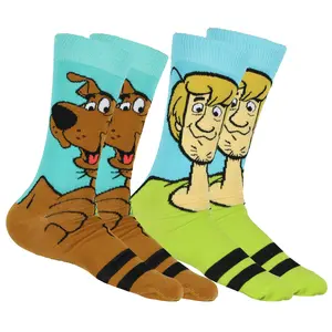 Scooby-Doo Socks Men's Shaggy and Scooby 2-Pair Adult Mid-Rise Crew Socks (Fits Shoe Size 6-12)