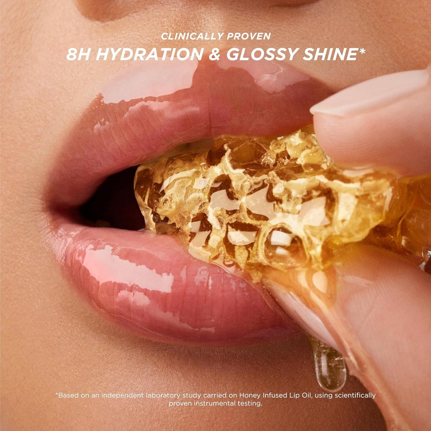 Gisou Honey Infused Lip Oil – Hydrating & Glossy Lip Oil with Jojoba Seed Oil, Non-Sticky Shine,