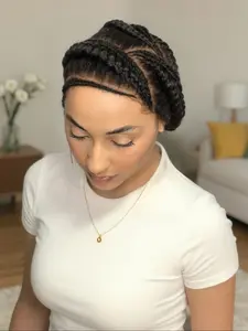 Classic Cornrow Wig for African Women, Full Lace Handmade Synthetic Braids, All Seasons Wear, No Bangs Design, Hand Tied Wig