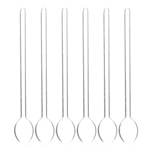 6pcs Dessert Spoon Blender Glass Scoop Long Handle Mini Kitchen Utensil Mixing Stirring Supplies Tea Coffee Multi Purpose Spoon