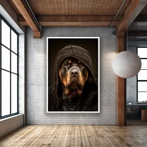 Room Decor, Rottweiler Poster Print, Hooded Rottweiler Dog Poster Printing, Animal Art, Dog Home Art, Rottweiler Art Print on Poster, Bad Dog Wall Art