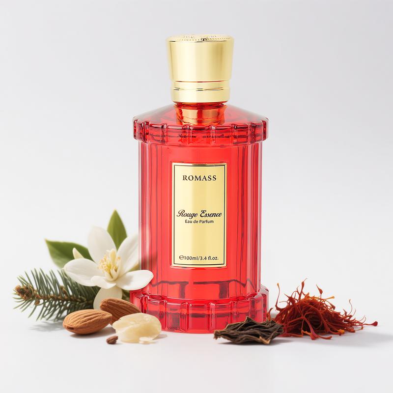 ROMASS Rouge Essence Luxe Perfume - 12+ Hours Long-Lasting Fragrance with Vibrant Saffron, Warm Amber, Woody Accords & Creamy Almond Notes in Gold Bottle TikTokShopBlackFriday