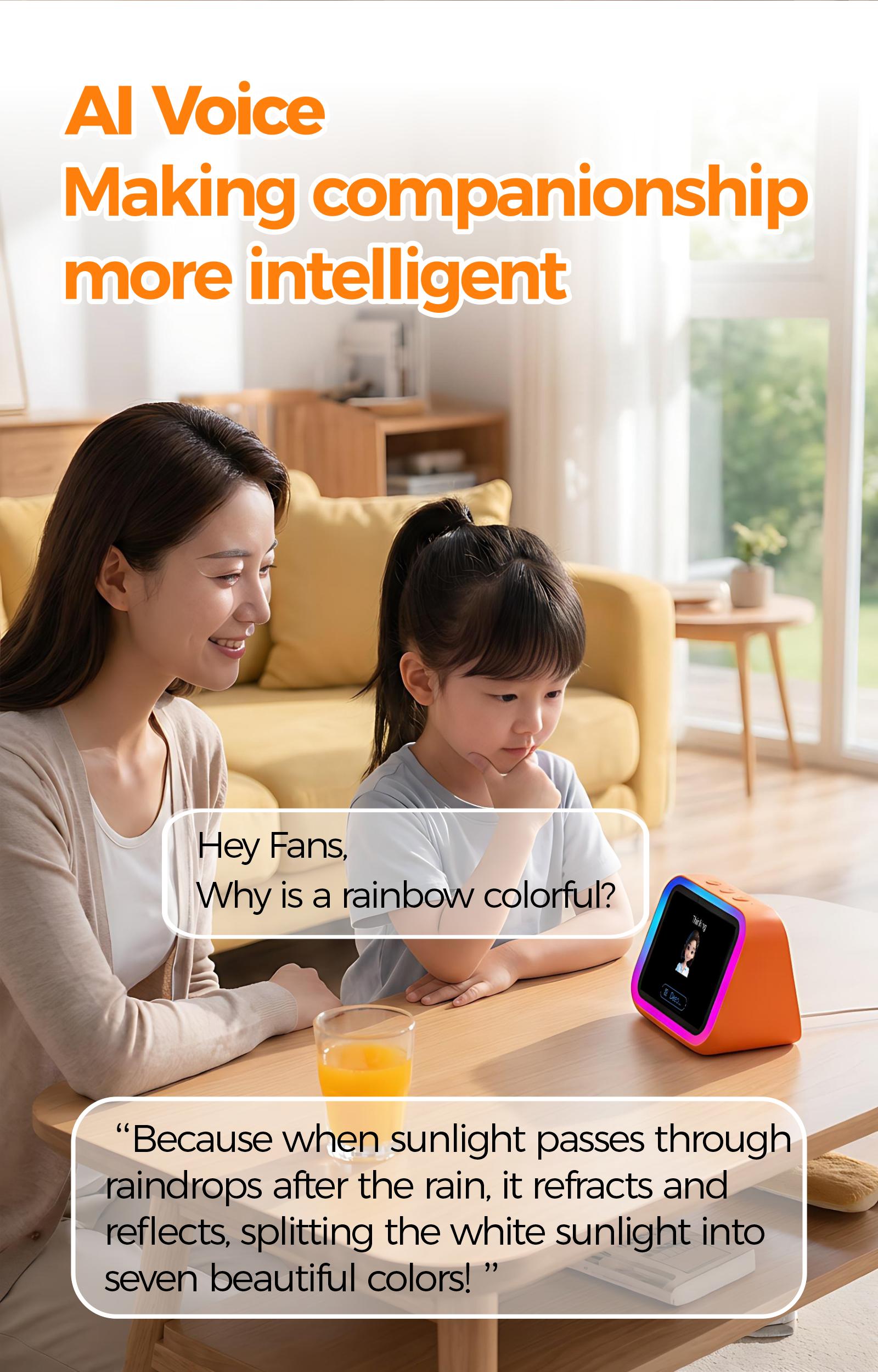 Cute Smart Desktop Screen with RGB Light | AI Voice Assistant, Bluetooth 5.4 & Custom Photo Frame | Perfect Gift for Friends & Family