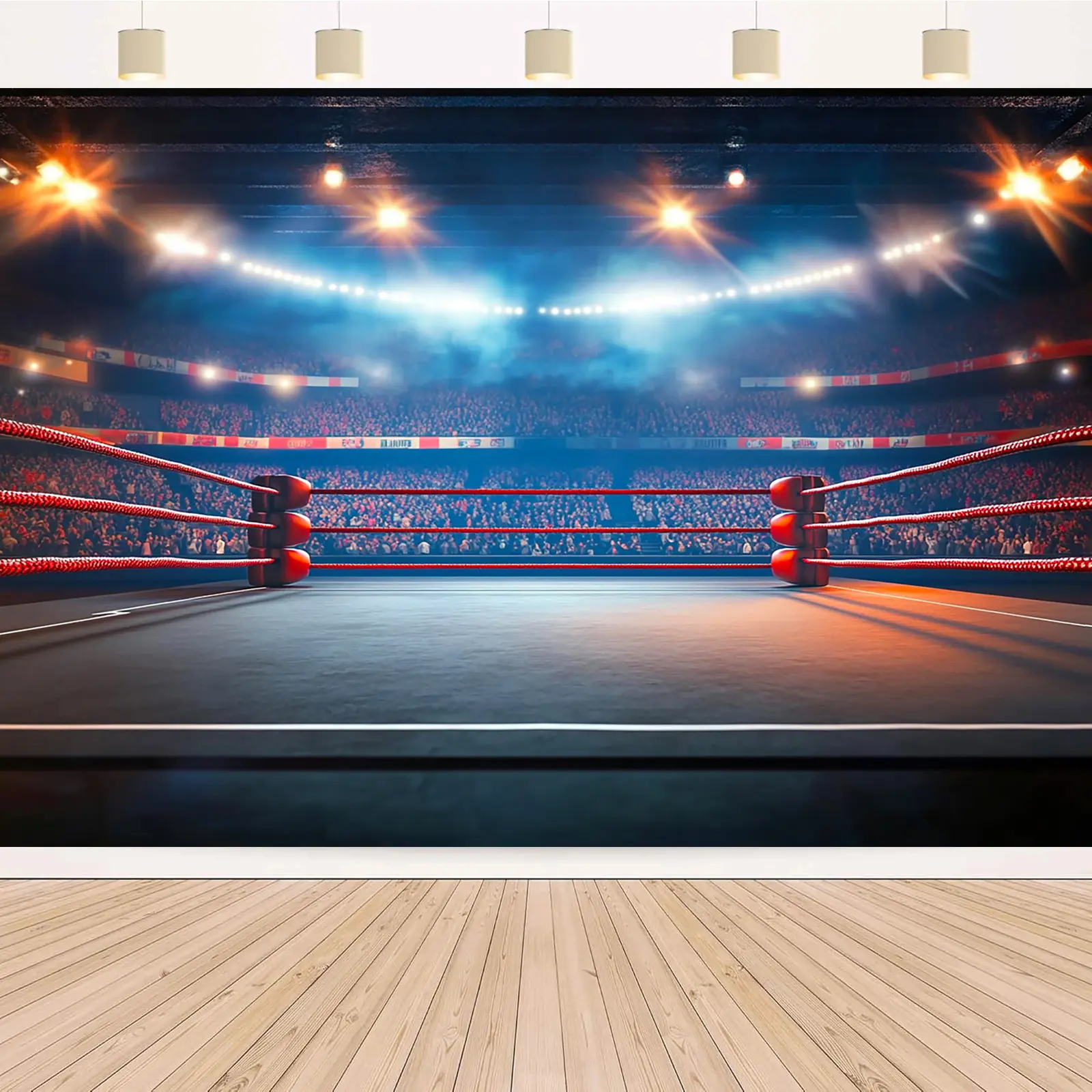 Wrestling & Boxing Party Backdrop – Arena Theme Tapestry, Wall Hanging, Photography Background, Polyester HD Print, Birthday, Holiday, Event, Party Decor