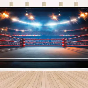 Wrestling & Boxing Party Backdrop – Arena Theme Tapestry, Wall Hanging, Photography Background, Polyester HD Print, Birthday, Holiday, Event, Party Decor