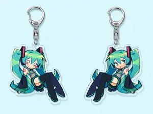 Hatsune Miku Acrylic Keychain – Double-Sided Anime Charm, Kawaii Vocaloid Key Ring, Cute Otaku Bag Accessory Gift