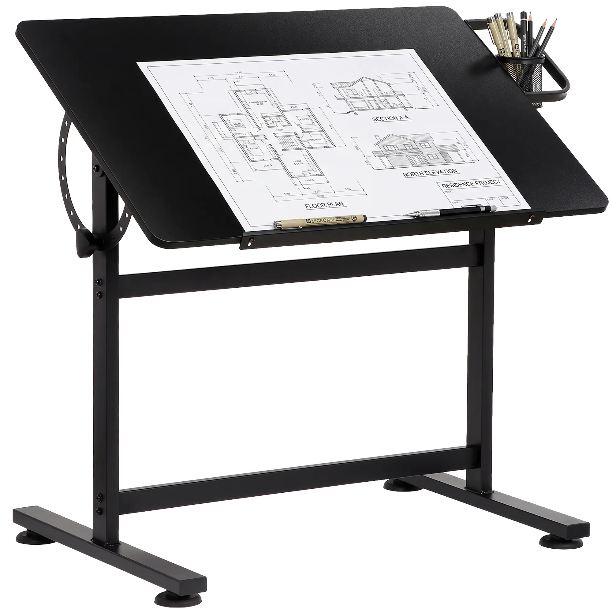 Zenstyle 13-Position Adjustable Tilt Drafting Desk 0°-90° for Art & Craft 35.4" L x 23.6" W x 30.2" H Sturdy Steel Tubing 88 lbs Capacity Multi-Purpose Workspace