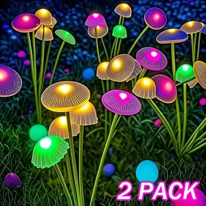 Solar Powered Mushroom Light Set, Smart Sensor Night Lamp, Auto on at Dusk, Ideal for Lawn & Garden Decor, Perfect Gift