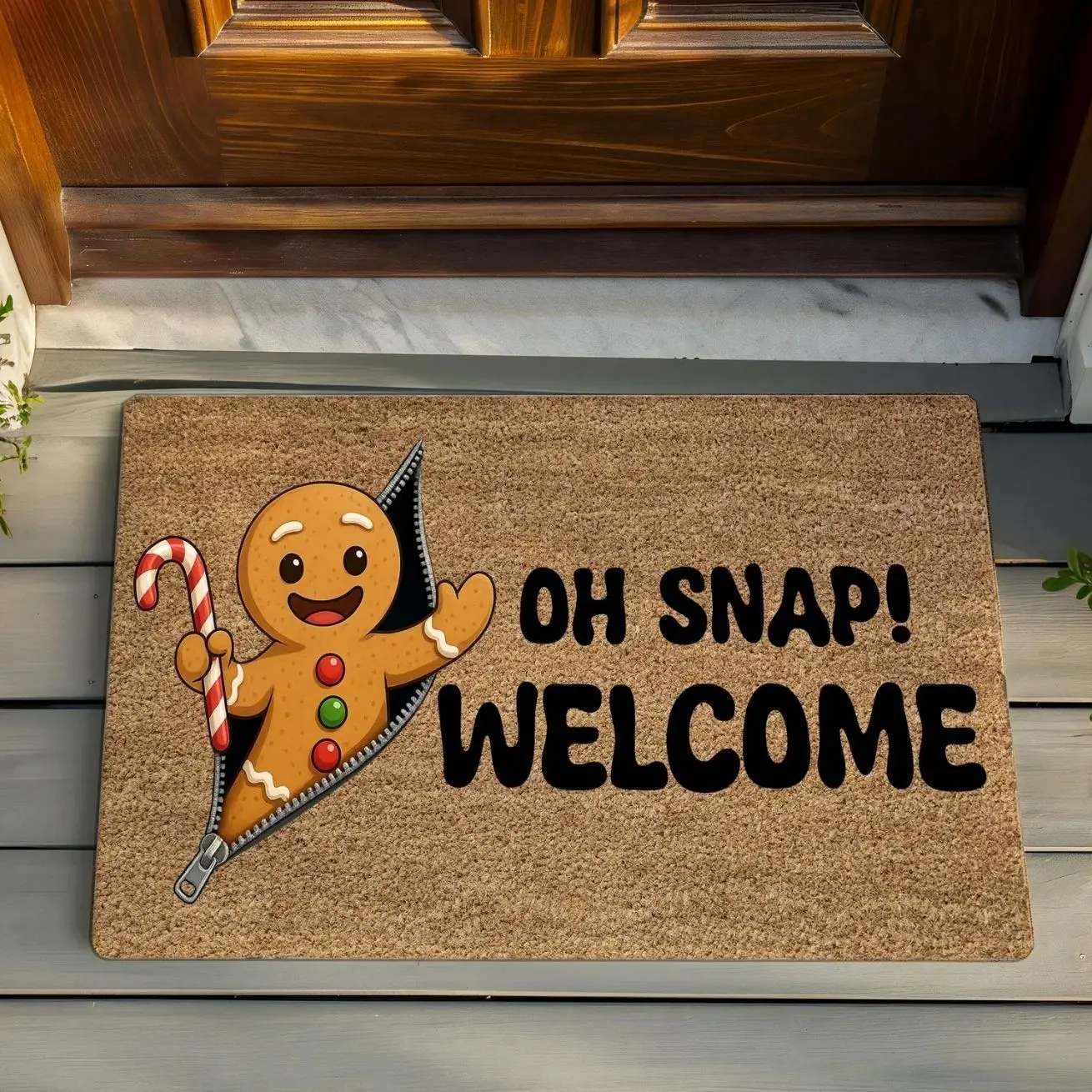 Oh Snap Gingerbread Door Mat, Gingerbread Door Mat, Christmas Porch Decor, Holiday Door mat, Xmas Gift Door Mat, Gingerbread Christmas Decor