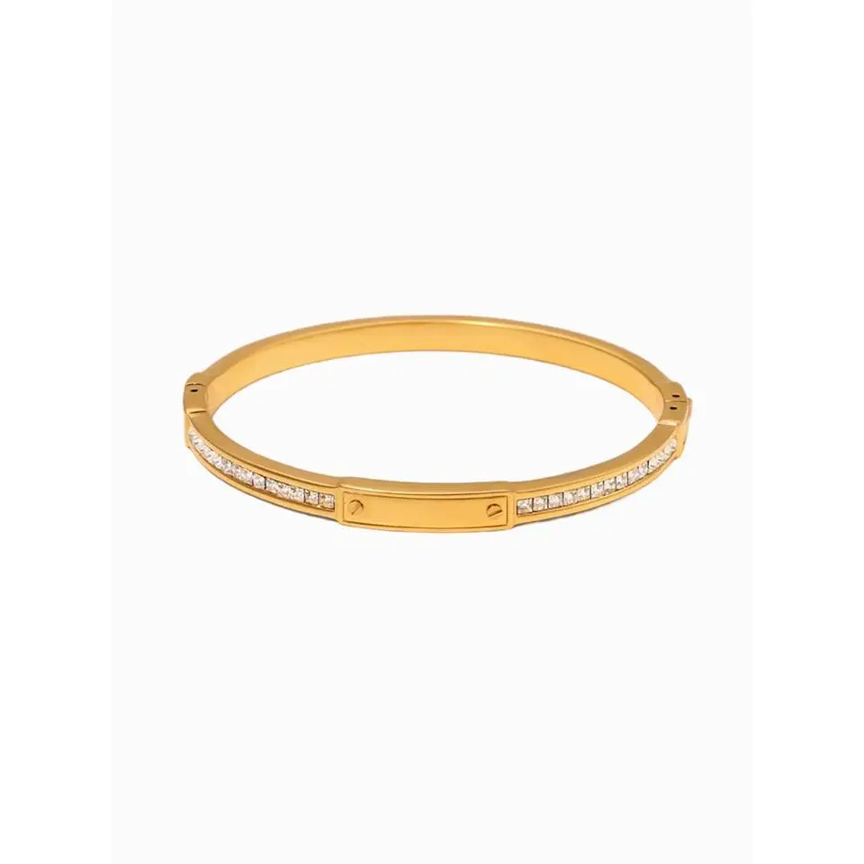 Gold Coast 18k Gold Filled Lock Bangle Bracelet Water and Oil Safe