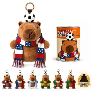 Playzuu Capybara Goal Plush Pendant Blind Box, Blind Box Figures, Plush Keychain, Bag Charms, Random Design Collectible Toys Home Decor