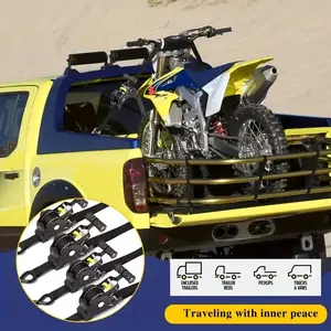 Auto-Retractable Ratchet Straps for Motorcycle & SUV Truck, Heavy Duty Retractable Tiedowns with Ratchet Mechanism, Storage Bag, Adjustable Secure Travel Cargo Straps