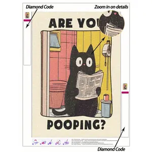 5D DIY Diamond Painting | Funny Cat Using Toilet Diamond Painting Kit, Cute Cat On Toilet. Adult Diamond Painting Poster Wall Decor, Home Decoration Diamond Painting, DIY Wall Art, Enjoy Hands-On Fun, Best Gift For Friends