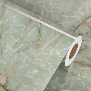 Green Marble Contact Paper for Countertops Waterproof Granite Peel and Stick Wallpaper Decorative Vinyl Contact Paper for Kitchen Cabinets Table Top Cyan Marble Wallpapers for Backsplash 15.8"x78.7"