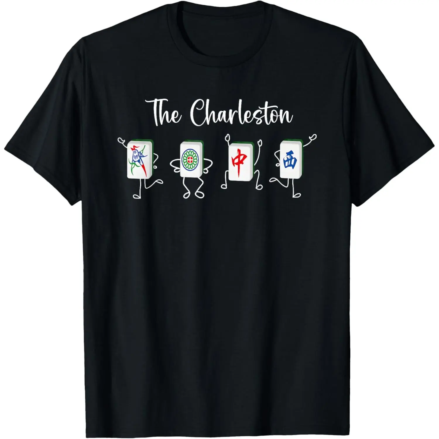 Men's Classic Charleston Mahjong Cotton T-Shirt - Relaxed Fit, Breathable Fabric, Funny Mahjong Dance Casual Top, Menswear, Round Neck, Soft, Crew Neck