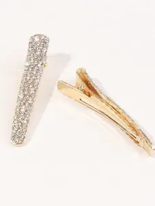 2pcs Crystal Rhinestone Hair Clips - Glittery Hair Claws Barrettes Sets, Christmas Gifts, Cute Hair Accessories for Women Girls, School & Party Supplies