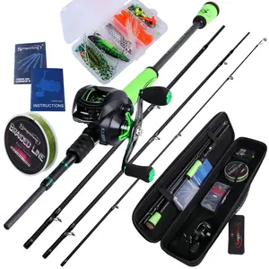 Sougayilang High Speed 4 Count Bass Fishing Rod, Portable Lightweight High Carbon for Freshwater Fishing, Ideal for Travel Tackle Kit Bait Lure