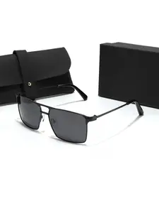 Classic men's TAC high-definition polarized sunglasses metal pilot sunglasses square frame double beam design fashionable men's decorative glasses daily wear driving