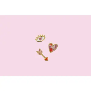 Be Mine Enamel Pin - Green Jacket with Embroidered Design, Featuring Pink and Red Elements