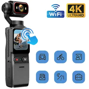 Handheld Stabilizer Pocket Camera, Portable 4K Ultra HD Camcorder, 180° Rotating Lens, 1.69 Inch Touchscreen, USB Rechargeable