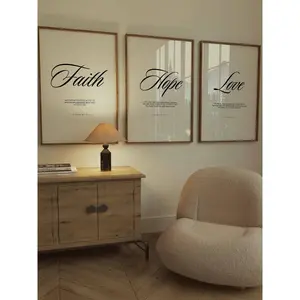 Set Of 3 Prints | Scripture Print | Bible Verse Wall Art | Set Of 3 Christian Wall Decor | Faith Hope Love Scripture Poster