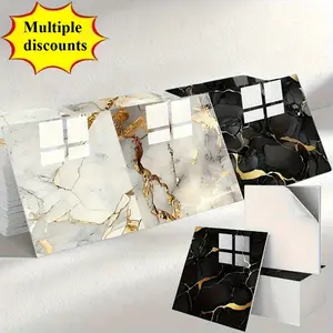 40pcs Self-Adhesive Marble Background Tiles, Waterproof PVC Wall Panels, Reusable Modern Decor, Bathroom Kitchen Living Room, Easy Clean Surface