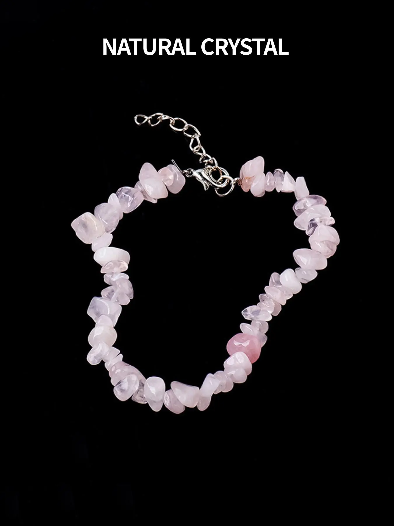 Natural Pink Crystal Irregular Beaded Bracelet, Healing Energy Bracelet, Fashion Jewelry Accessories for Women & Girls