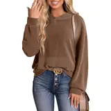 Dokotoo Hoodies for Women 2026 Casual Oversized Hoodie Long Sleeve Sweatshirt Solid Pullover Ribbed Knit Tops