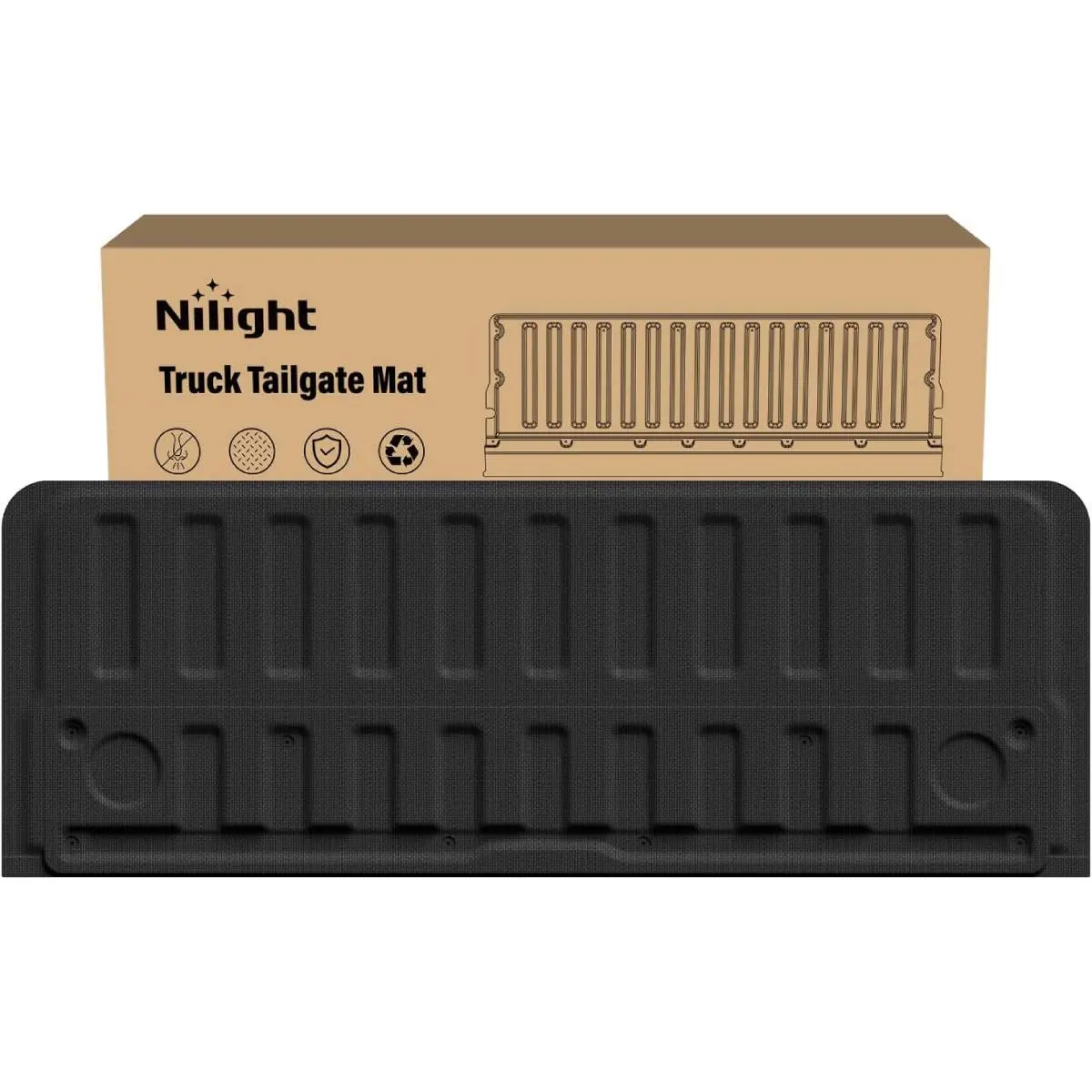 Nilight Tailgate Mat for Ram 1500 2019-2026 Standard Power Release Tailgate (Not Fit Classic Multifunction Full Power) All Weather TPE Anti Slip Truck Tailgate Protector Liner