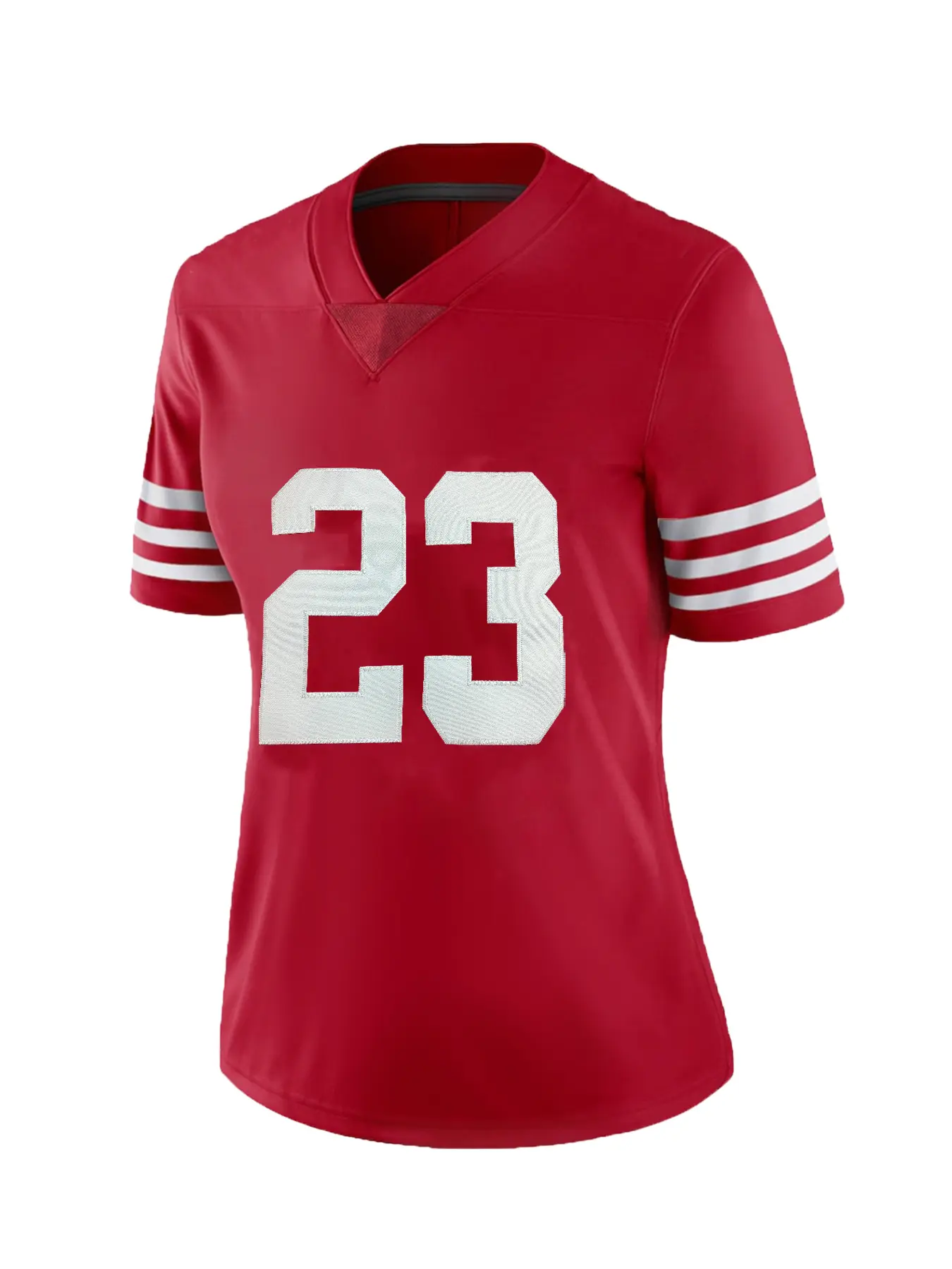 Women's San Francisco Football Jersey #23 Stitched Rugby Shirt, Sports Tops, Loose-Fit Sporty V-Neck Short Sleeve T-Shirt, Athletic Top, Sports Clothing, Breathable Knit Fabric, Ideal for Outdoor Sports & Casual Wear