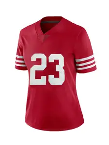 High Quality Women's San Francisco Football Jersey #23 Stitched Rugby Shirt,Loose-Fit Sporty V-Neck Short Sleeve T-Shirt, Athletic Top, Sports Clothing, Breathable Knit Fabric, Ideal for Outdoor Sports & Casual Wear