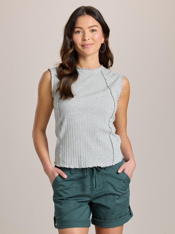 UNIONBAY Lilia Women's Feminine Mock-Neck Seamless Ribbed Cotton Tank Top, Casual Soft Fabric Women's Tanks & Camis