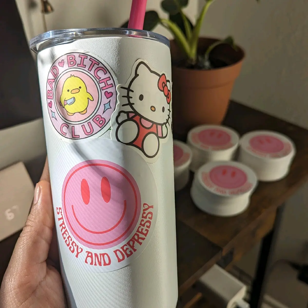 stressed depressed sticker matte decorative sarcastic silly mental health