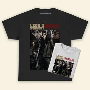Leon Kenedy Resident Evil Game Vintage T-Shirt Leon Gamer Gift Graphic Tee Crewneck Unisex Size Gift For Fan