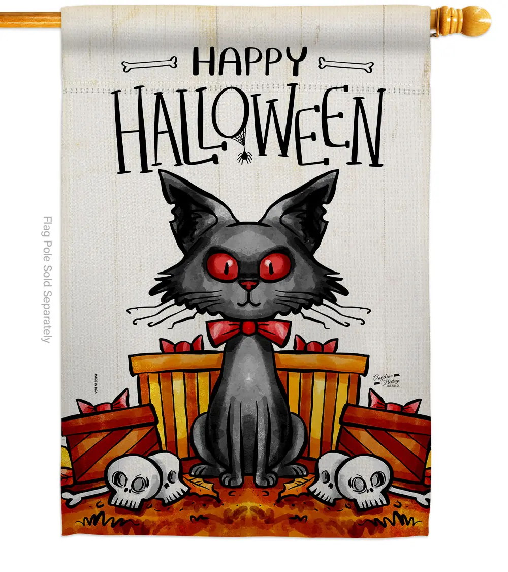 Kitty O Ween Falltime Halloween 28 x 40 in. Double-Sided Decorative Vertical House Flag for Decoration Banner Garden Yard Gift