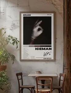 Drake Iceman Album Poster | Album Cover Tracklist Print | Hip Hop Music Wall Art | Drake Signed Music Room Decor | Modern Y2K Style Gift