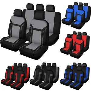 Gray Car Seat Covers Full Set, Breathable Polyester Automotive Front and Rear Seat Covers, Automotive Seat Cover, Compatible with Most Cars