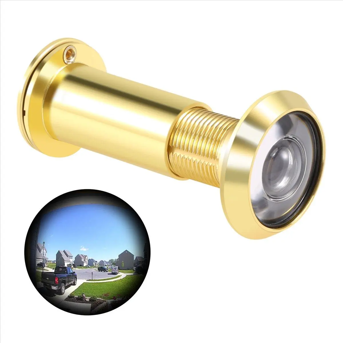 200 Degree Retractable 36-58mm Security Door Viewer Peephole Peep Hole Spyhole + Cover, Gold